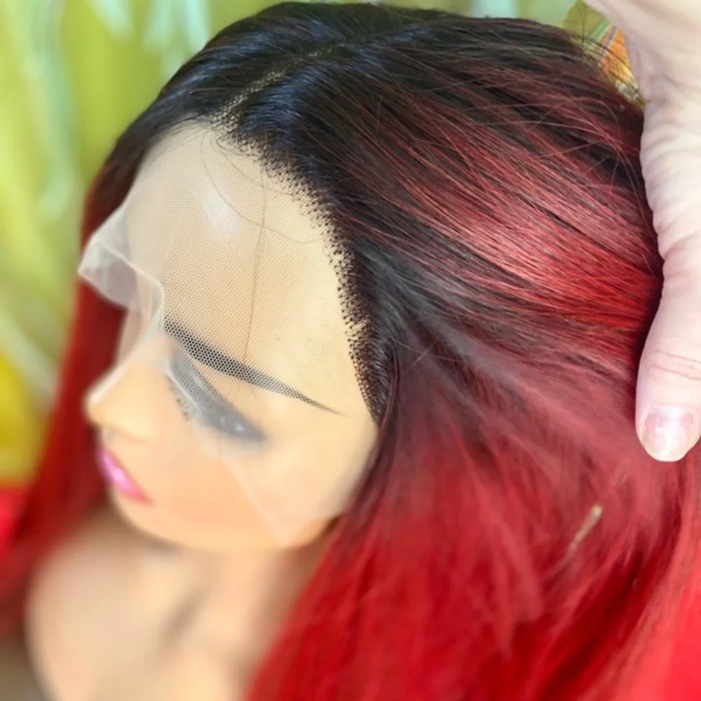 vampire red black lace front wig